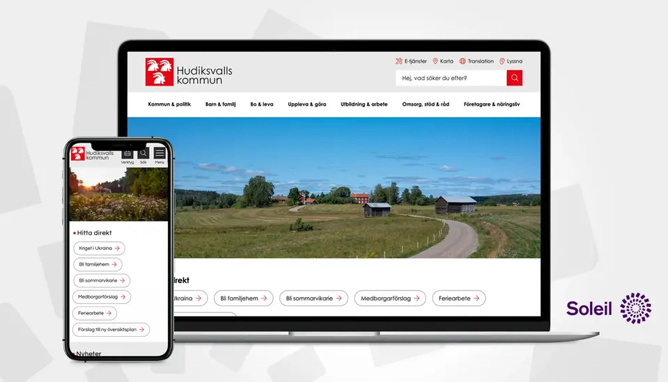 Startsidan på Hudiksvalls kommuns webbplats